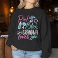 Pink Or Blue Grandma Loves You Gender Reveal Baby Shower Day Women Sweatshirt Personalized Gifts