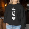 Queen Of Hearts Playing Card Vintage Crown Women Sweatshirt Unique Gifts