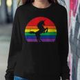 Rainbow Unicorn Striped Sunrise Distressed Relaxed Women Sweatshirt Unique Gifts