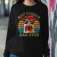 Retro Best Cluckin Dad Ever Chicken Dad Rooster Father Women Sweatshirt Unique Gifts