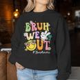 Retro Groovy Bruh We Out Bus Drivers Last Day Of School Women Sweatshirt Unique Gifts