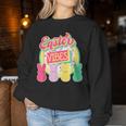 Retro Groovy Easter Vibes Bunny Rabbit Hunting Eggs Family Women Sweatshirt Unique Gifts