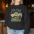Retro Groovy Little Miss Lucky Charm St Patrick's Day Women Sweatshirt Personalized Gifts