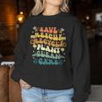 Retro Groovy Save Bees Rescue Animals Recycle Earth Day 2024 Women Sweatshirt Unique Gifts