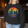 Retro Lgbt Rainbow Charlotte Skyline Lesbian Gay Pride Women Sweatshirt Unique Gifts