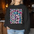 Retro Tie Dye Taylor First Name Personalized Groovy Birthday Women Sweatshirt Funny Gifts