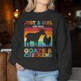 Retro Vintage Just A Girl Who Loves Chickens & Goats Farmer Women Sweatshirt Funny Gifts