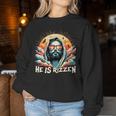 He Is Rizzen Christian Is Rizzen Retro Believe In Jesus Women Sweatshirt Unique Gifts