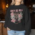 Rock And Roll Guitarraintage Rock Música Cuello Sudadera Mujer Regalos divertidos