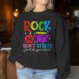 Rock The Test Don't Stress Just Do Your Best Teacher Women Sweatshirt Funny Gifts