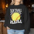 Softball Mama Retro Groovy Baseball Softball Mom Women Sweatshirt Personalized Gifts