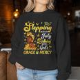 Stepping Into My July Birthday Afro Woman Religious Bday Women Sweatshirt Personalized Gifts