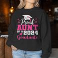 Super Proud Aunt Of 2024 Graduate Awesome Family College Women Sweatshirt Funny Gifts