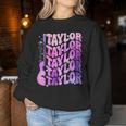 Taylor First Name I Love Taylor Girl Groovy 80'S Vintage Women Sweatshirt Personalized Gifts