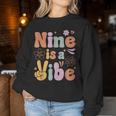 Ten Is A Vibe 9Th Birthday Groovy Boys Girls 9 Years Old Women Sweatshirt Unique Gifts
