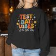 Test Day Vibes Groovy Testing Day Teacher Student Exam Women Sweatshirt Unique Gifts