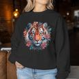 Tigre Mignon Cottagecore Enfants Filles Cadeau Fleur Tigre Women Sweatshirt Cadeaux drôles