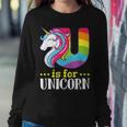 U Is For Unicorn Cute Alphabet Rainbow Women Sweatshirt Unique Gifts