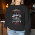 Never Underestimate A Woman Loves Cruises And Wine Flamingo Women Sweatshirt Personalized Gifts