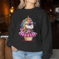 Unicorn Cupcake Cute Leopard Print Rainbow Unicorn Party Women Sweatshirt Unique Gifts