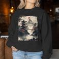 Vintage Japanese Flower Mountain View Landscape Graphic Women Sweatshirt Personalized Gifts