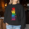 Vintage Lgbt Cat Stack Rainbow Gay Pride For Cat Lover Women Sweatshirt Unique Gifts