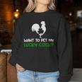 Want To Pet My Lucky Cock St Patrick's Day Chicken Pun Women Sweatshirt Personalized Gifts