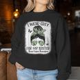 I Wear Gray For My Sister Messy Bun Brain Cancer Awareness Women Sweatshirt Personalized Gifts