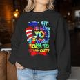 Why Fit In Doctor Teacher Cat In Hat Cool Autism Awareness Women Sweatshirt Funny Gifts
