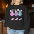 Women's Easter Wine Glasses With Bunny Ears And Eggs Women Sweatshirt Personalized Gifts