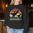 Women's Papasaurus Dinosaur Papaon Drei Kinder Dino Treble With-Neck Sweatshirt Frauen Lustige Geschenke