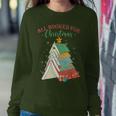 All Booked For Christmas Book Tree For Teacher Book Lovers Women Sweatshirt Funny Gifts