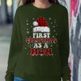 First Christmas As A Mom Santa Hat Red Plaid Buffalo Women Sweatshirt Funny Gifts