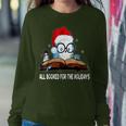 Owl Santa Hat Reading Book All Booked For Holidays Christmas Women Sweatshirt Funny Gifts