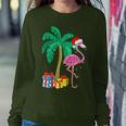 Pink Flamingo Christmas Palm Tree Tropical Xmas Women Sweatshirt Funny Gifts