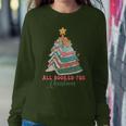 Retro All Booked For Christmas Book Lover Cute Teacher Xmas Women Sweatshirt Funny Gifts