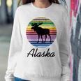 Alaska With Silhouette Of Alaskan Moose Women Sweatshirt Unique Gifts