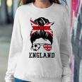 British Soccer Girl Mom Messy Bun England Flag Football Fan Women Sweatshirt Unique Gifts