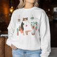 Calico Cat With Pot Plants Cat Lover For Mom Women Women Sweatshirt Unique Gifts