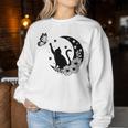 Cat Butterfly & Floral Moon Cat Lovers Cat Mom Women Sweatshirt Unique Gifts