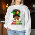 Celebrate Junenth Black Messy Bun 1865 Emancipation Women Sweatshirt Unique Gifts