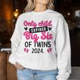 Only Child Promoted To Big Sister Of Twins 2024 Women Sweatshirt Funny Gifts