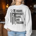 Cigars Whiskey Guns & Freedom Camo Gun Drinking- On Back Women Sweatshirt Unique Gifts