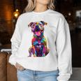 Cute Rainbow Pitbull Mom Dog Lover Pit Bull Owner Women's Women Sweatshirt Funny Gifts