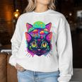 Edm Rave Trippy Cat Mushroom Psychedelic Festival Women Sweatshirt Funny Gifts