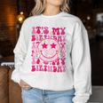 Groovy It's My Birthday Ns Girls Pink Smile Face Women Sweatshirt Funny Gifts