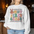 Groovy Last Day Of School 1St Grade Peace Out First Grade Women Sweatshirt Personalized Gifts