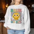 Groovy Last Day Of School Summer Smile Bruh We Out Teachers Women Sweatshirt Funny Gifts