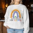 We Are Hungry For Learning Rainbow Caterpillar Teacher Women Sweatshirt Funny Gifts