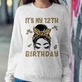 It's My 12Th Birthday Leopard Messy Bun 12 Year Old Birthday Women Sweatshirt Personalized Gifts